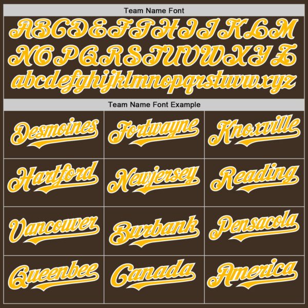 Custom Brown Gold-White Authentic Baseball Jersey - Image 4