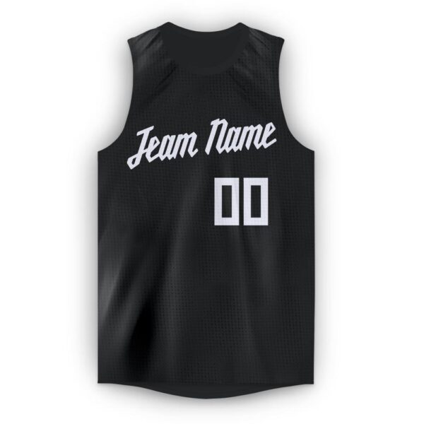 Custom Black White Round Neck Basketball Jersey - Image 5