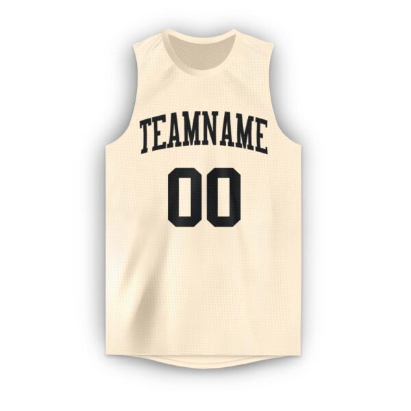 Custom Cream Black Round Neck Basketball Jersey - Image 5