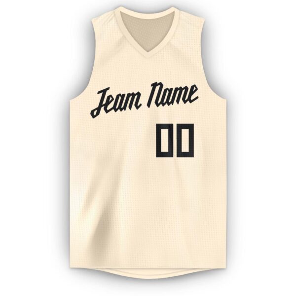 Custom Cream Black V-Neck Basketball Jersey - Image 5